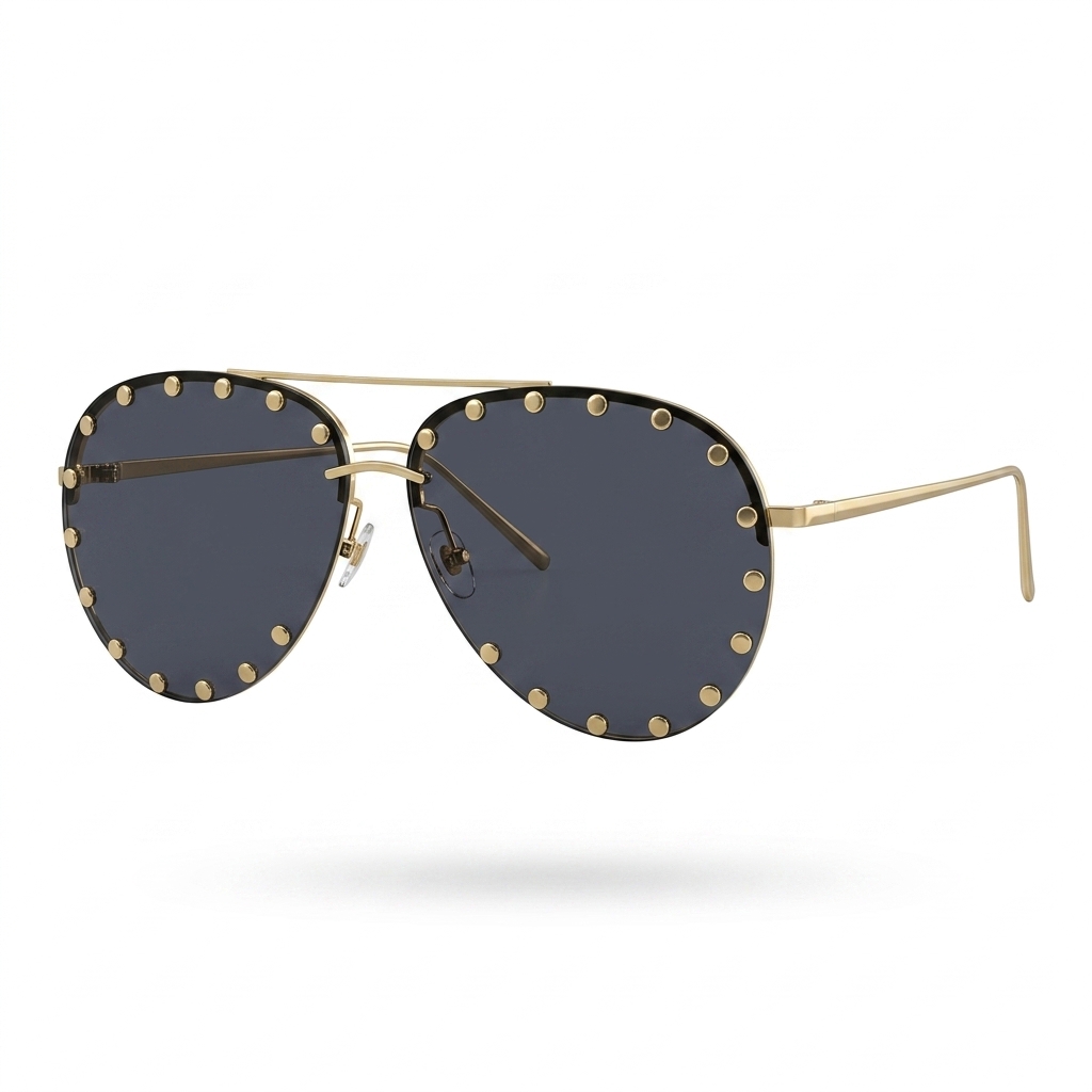Stylish Gold Studded Aviator Sunglasses