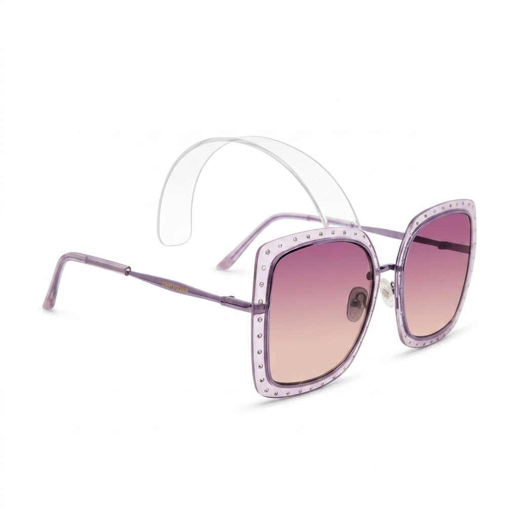 Women's Oversized Studded Purple Gradient Sunglasses