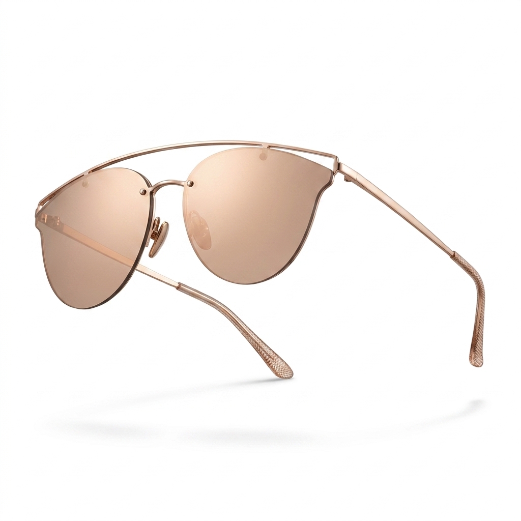 Trendy Rimless Mirrored Rose Gold Sunglasses