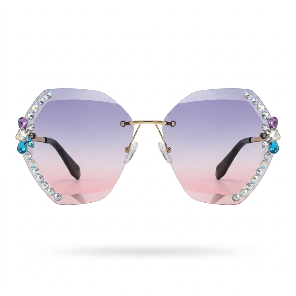 Stylish Gemstone Rimless Gradient Sunglasses