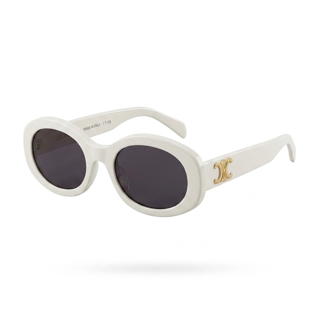 Celine Triomphe Oval Sunglasses White