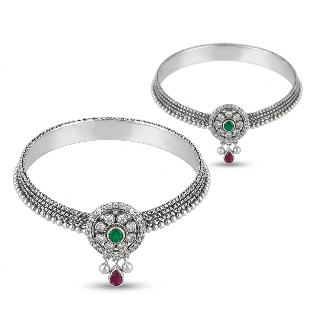 Ethnic Oxidized Silver Plated Anklets for Women