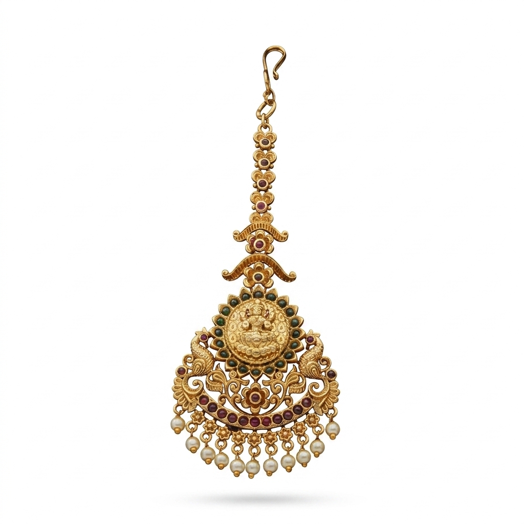 Antique Gold Plated Lakshmi Maang Tikka