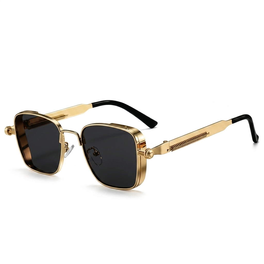 Gold Steampunk Square Sunglasses