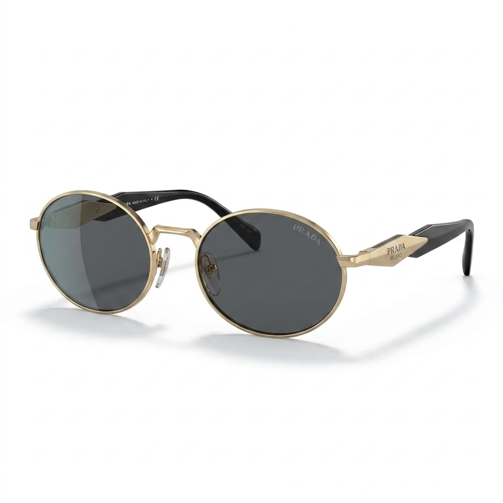 Prada Gold & Black Oval Sunglasses for Men & Women