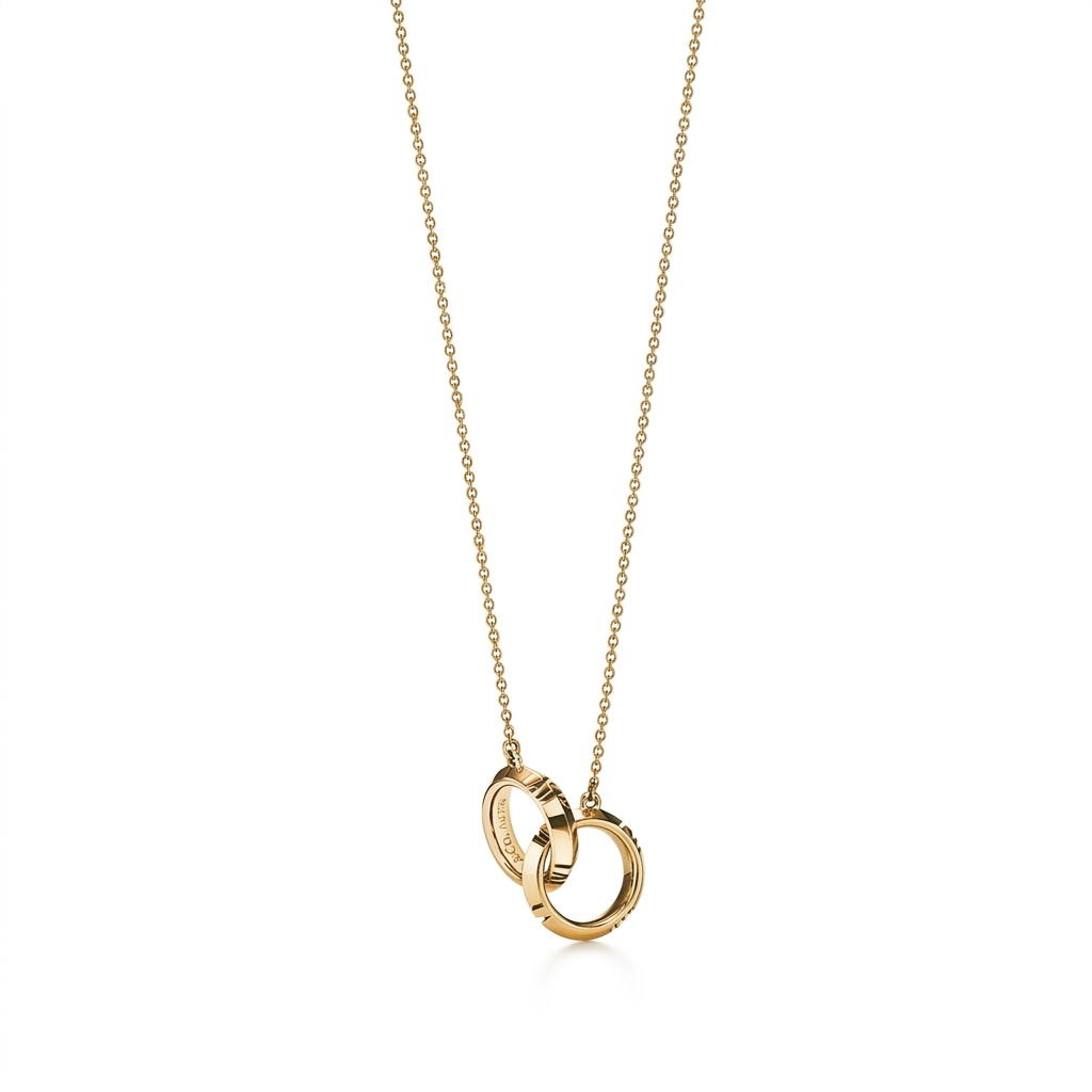 Elegant Gold Plated Interlocking Rings Necklace