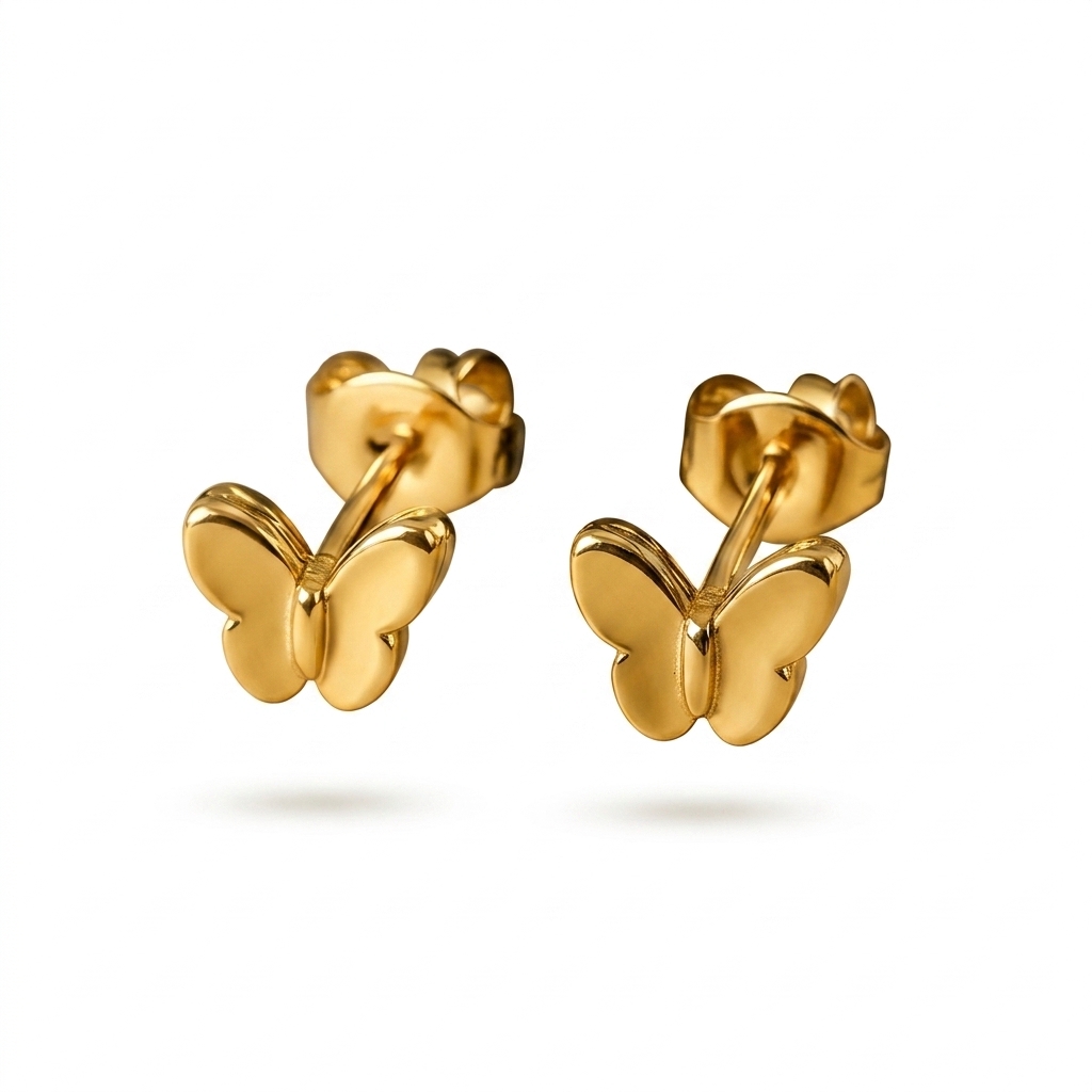 Elegant Gold Butterfly Stud Earrings