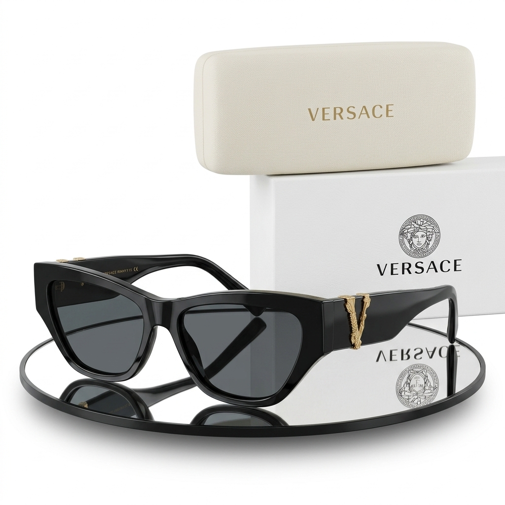 Versace Women Black Cat Eye Sunglasses
