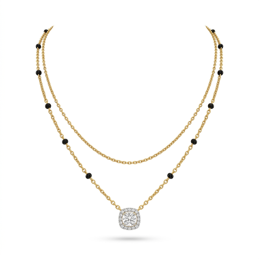 Dual Layer Gold Plated Mangalsutra Necklace