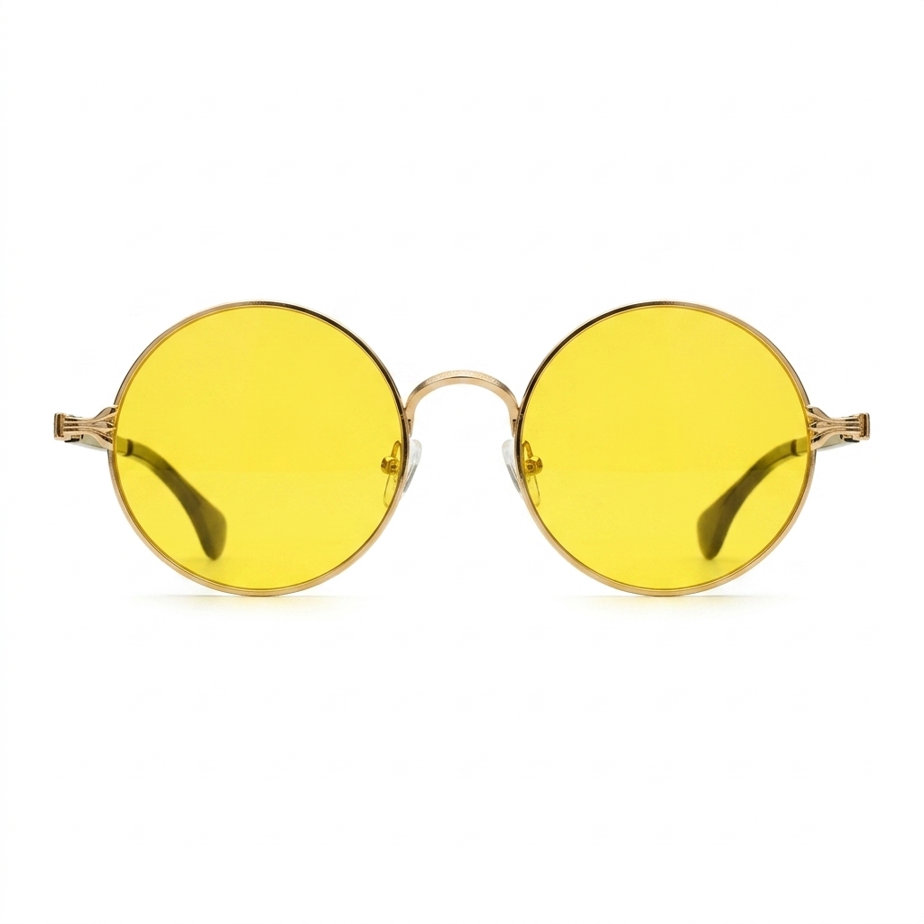 Yellow Tint Round Frame Sunglasses