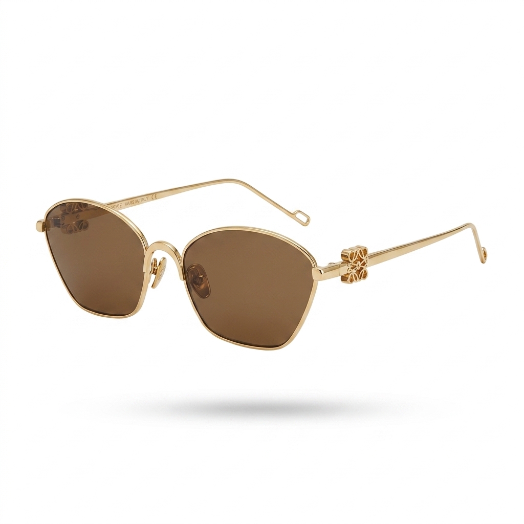 Loewe Anagram Cat-Eye Metal Sunglasses Gold Brown