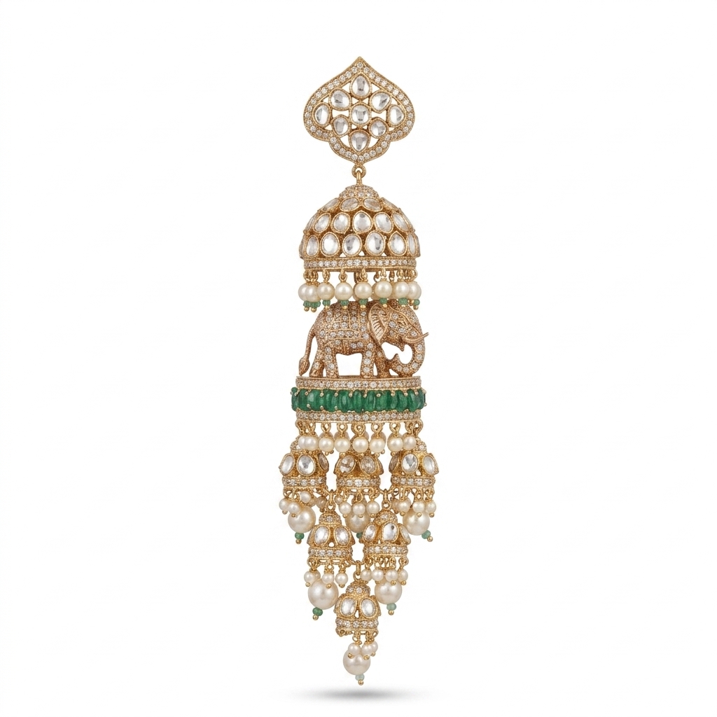 Ethnic Kundan Elephant Jhumka Earrings