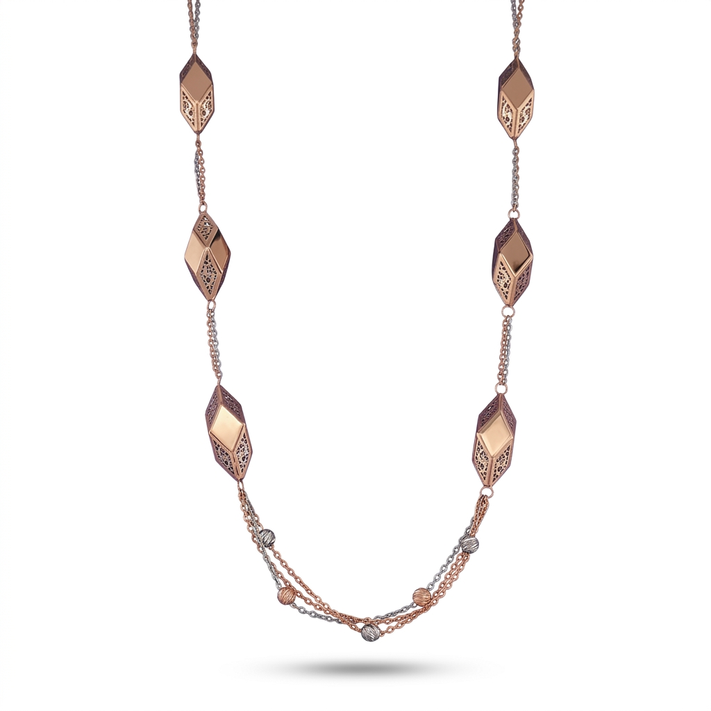 Geometric Layered Chain Necklace for Women