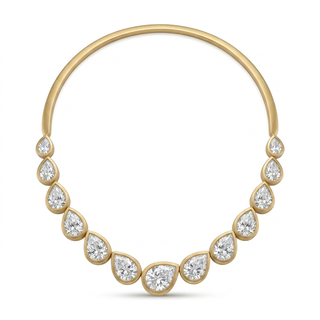 Elegant Gold Pear CZ Choker Necklace