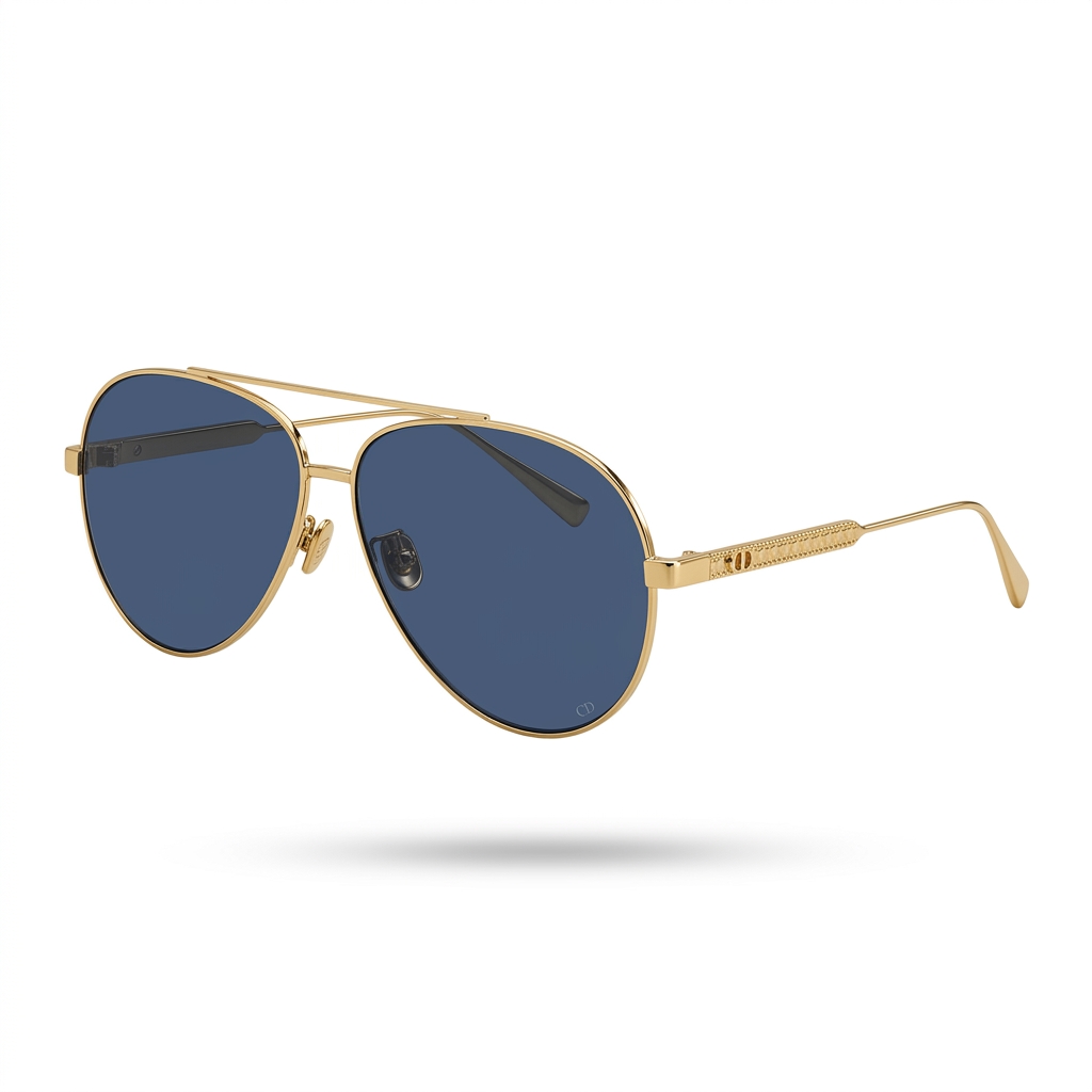 Dior Aviator Gold Frame Blue Lens Sunglasses