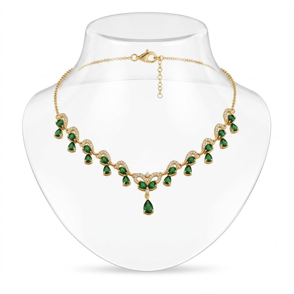 Elegant Gold Plated Emerald Necklace for Women
