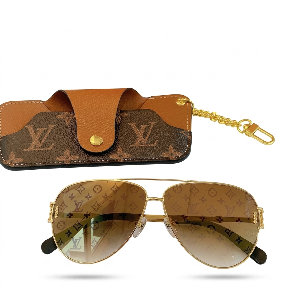 Luxury Style Aviator Sunglasses with Holder