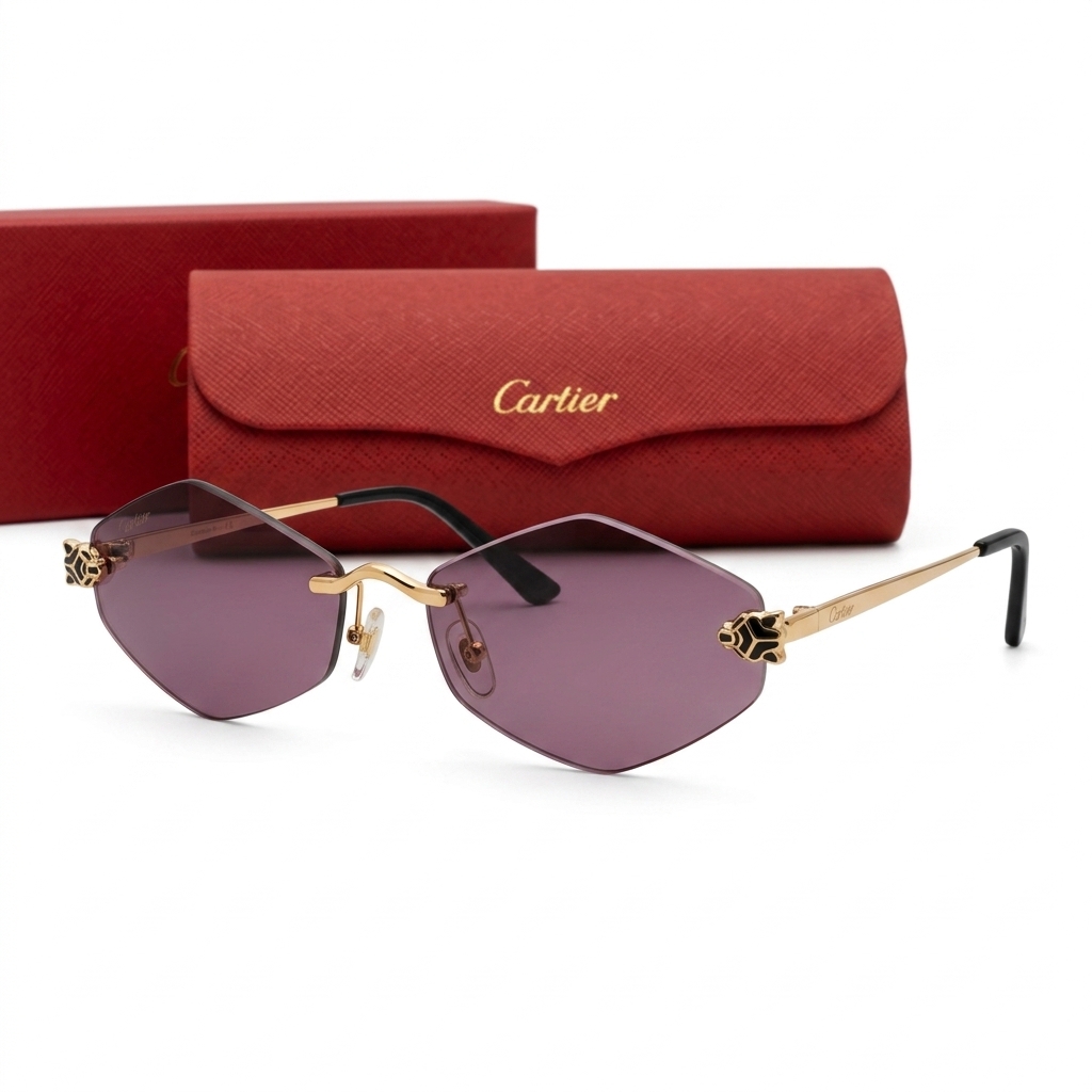 Stylish Hexagonal Rimless Sunglasses for Women