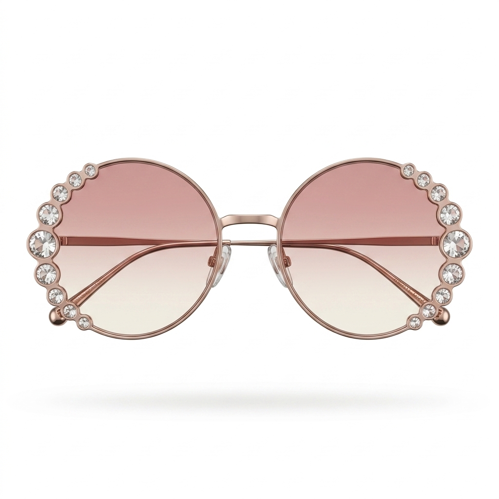 Stylish Round Rhinestone Sunglasses for Women
