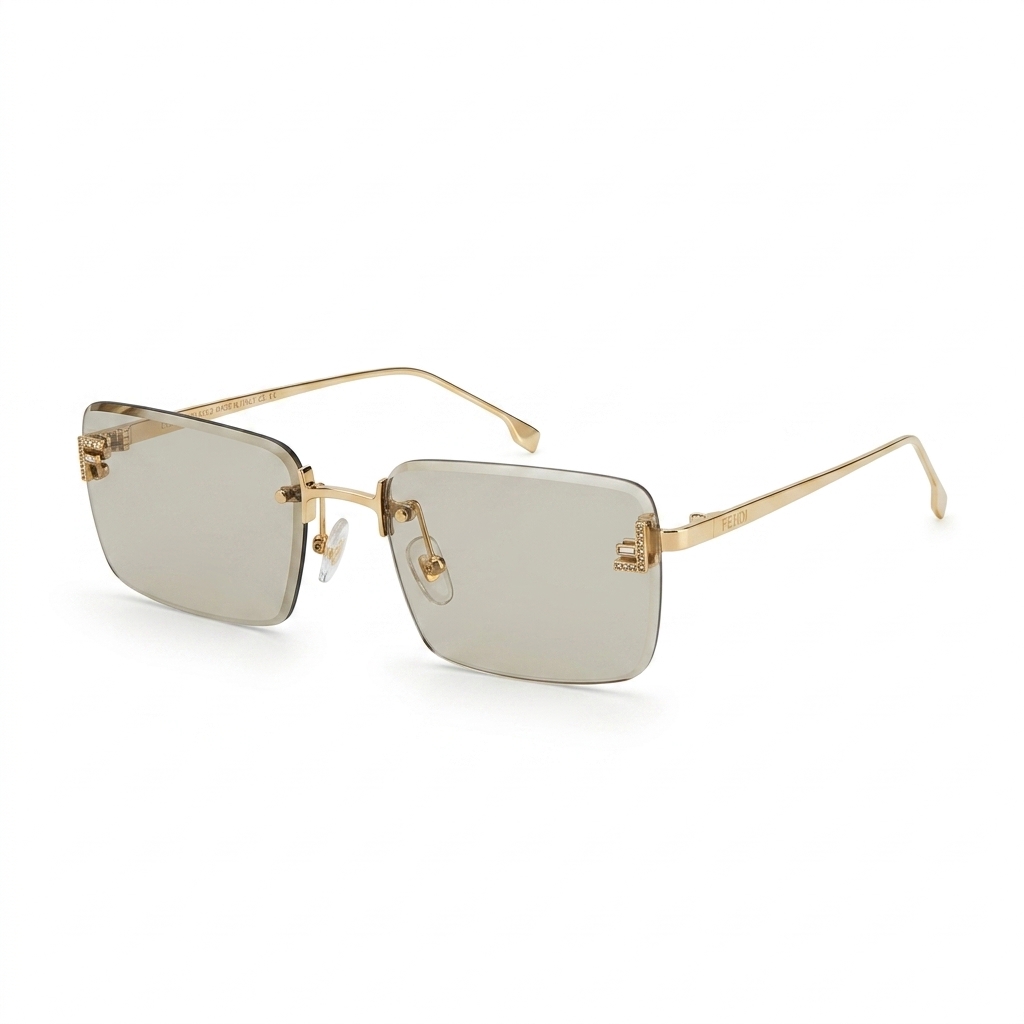 Stylish Rimless Gold Frame Sunglasses