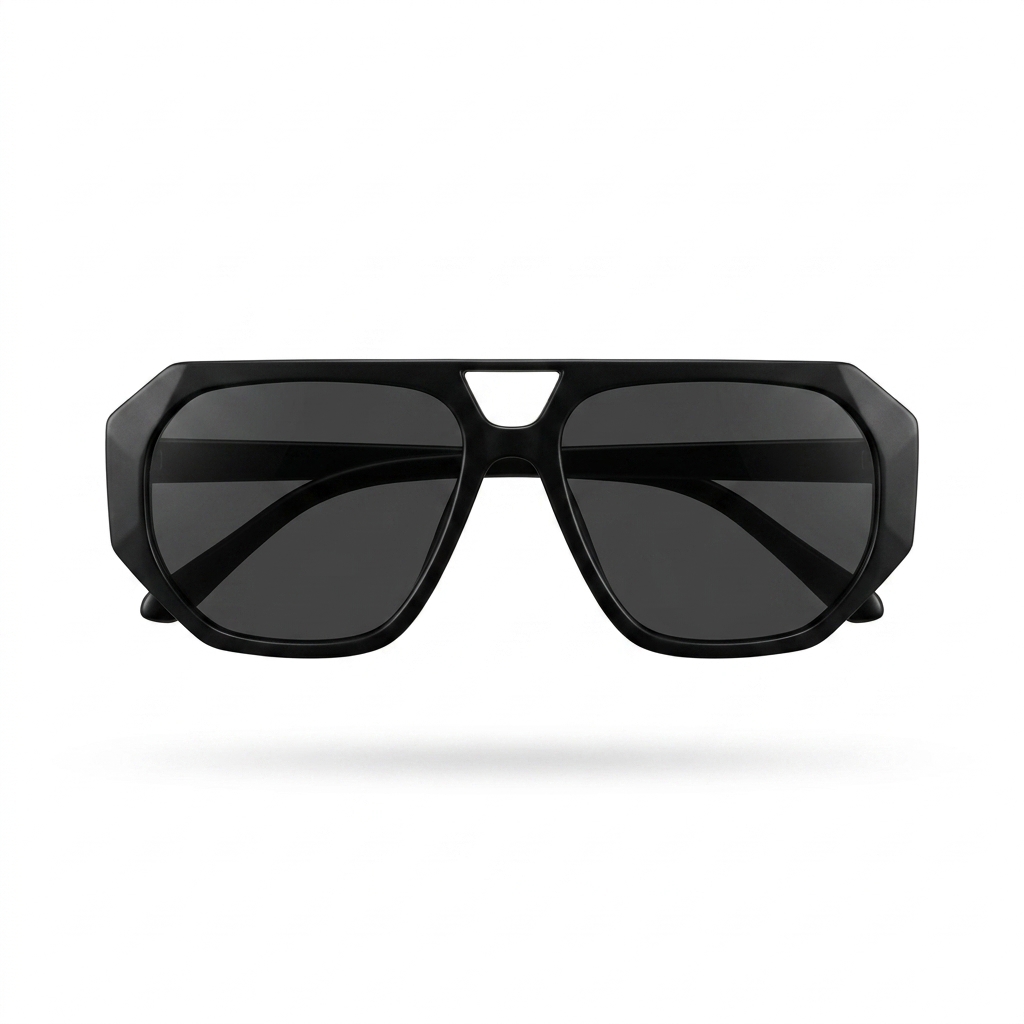 Stylish Black Angular Aviator Sunglasses