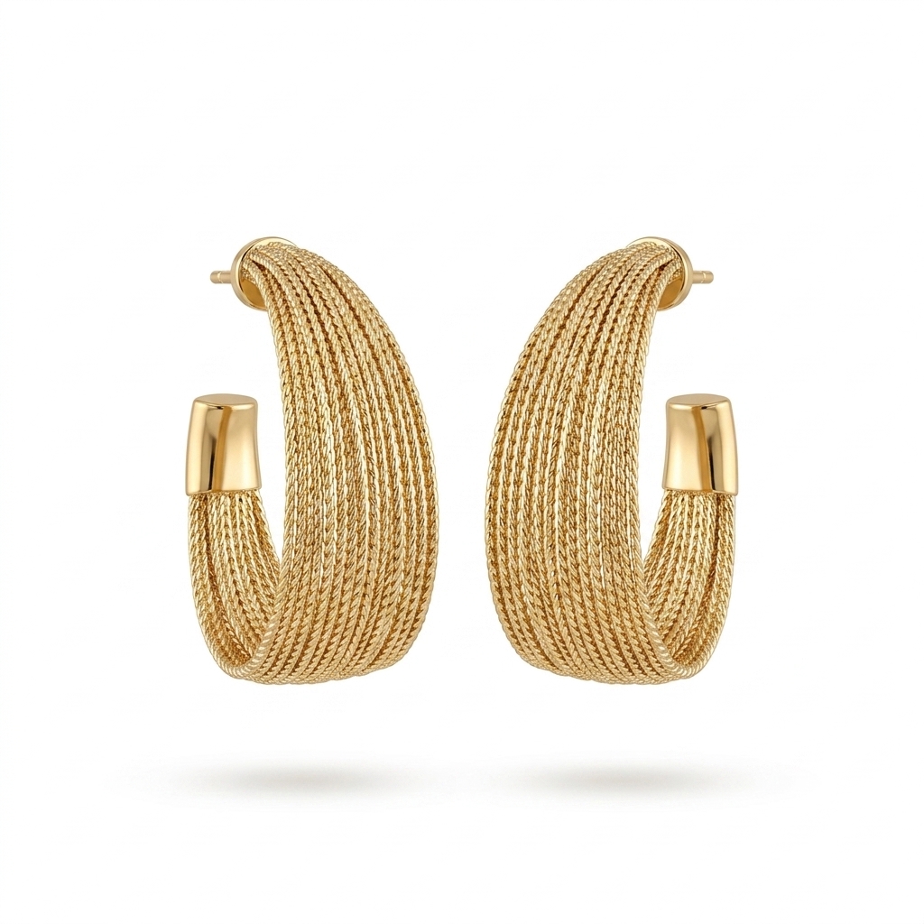Gold-Plated Multi-Strand Hoop Earrings