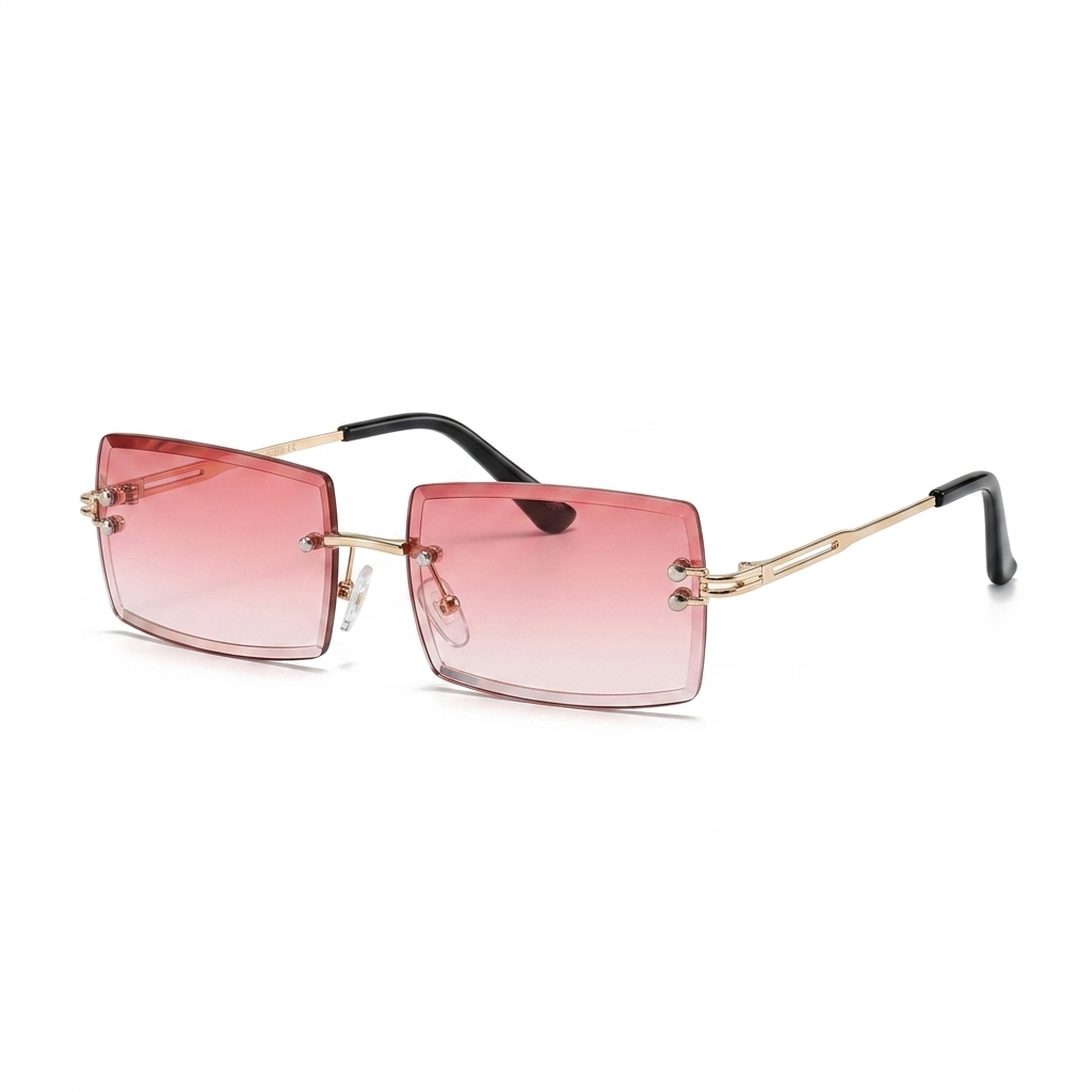Stylish Rimless Pink Gradient Sunglasses for Women