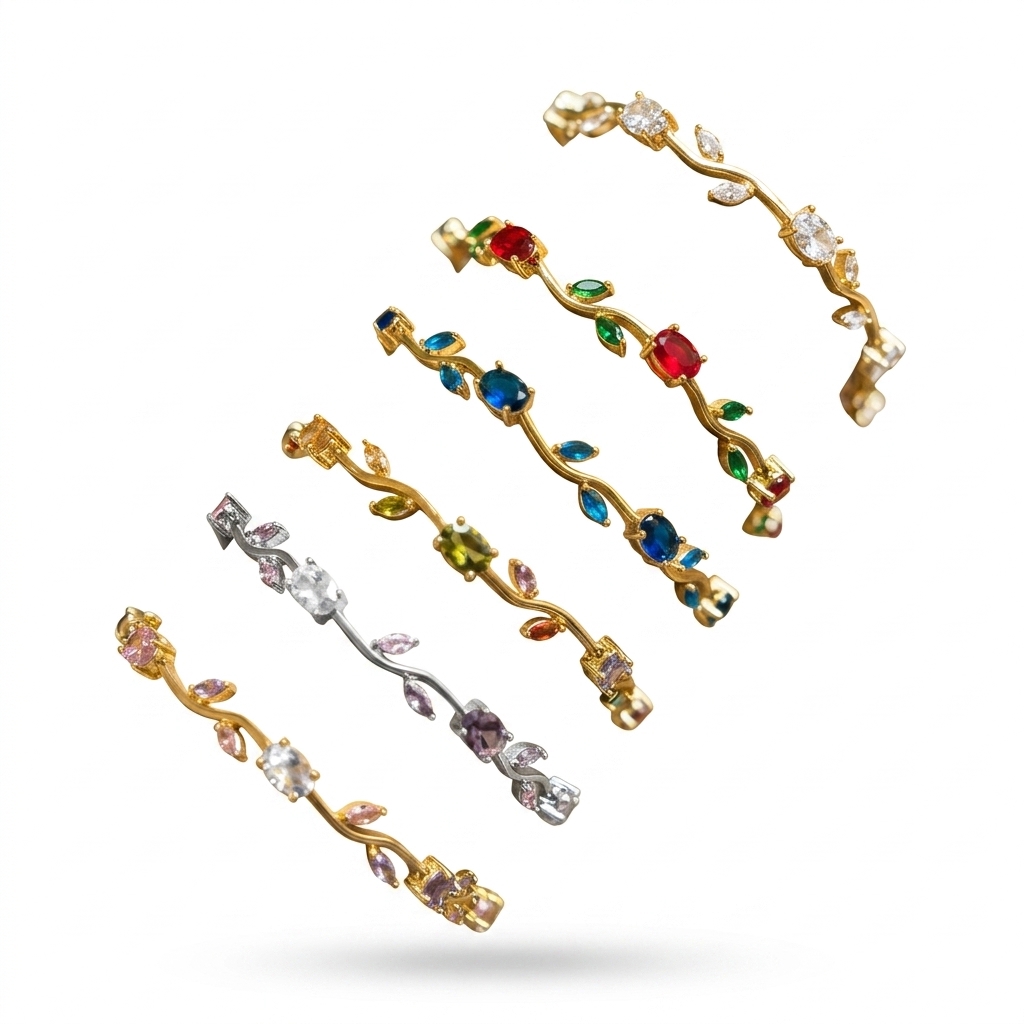 Designer Floral Vine Stone Bangle