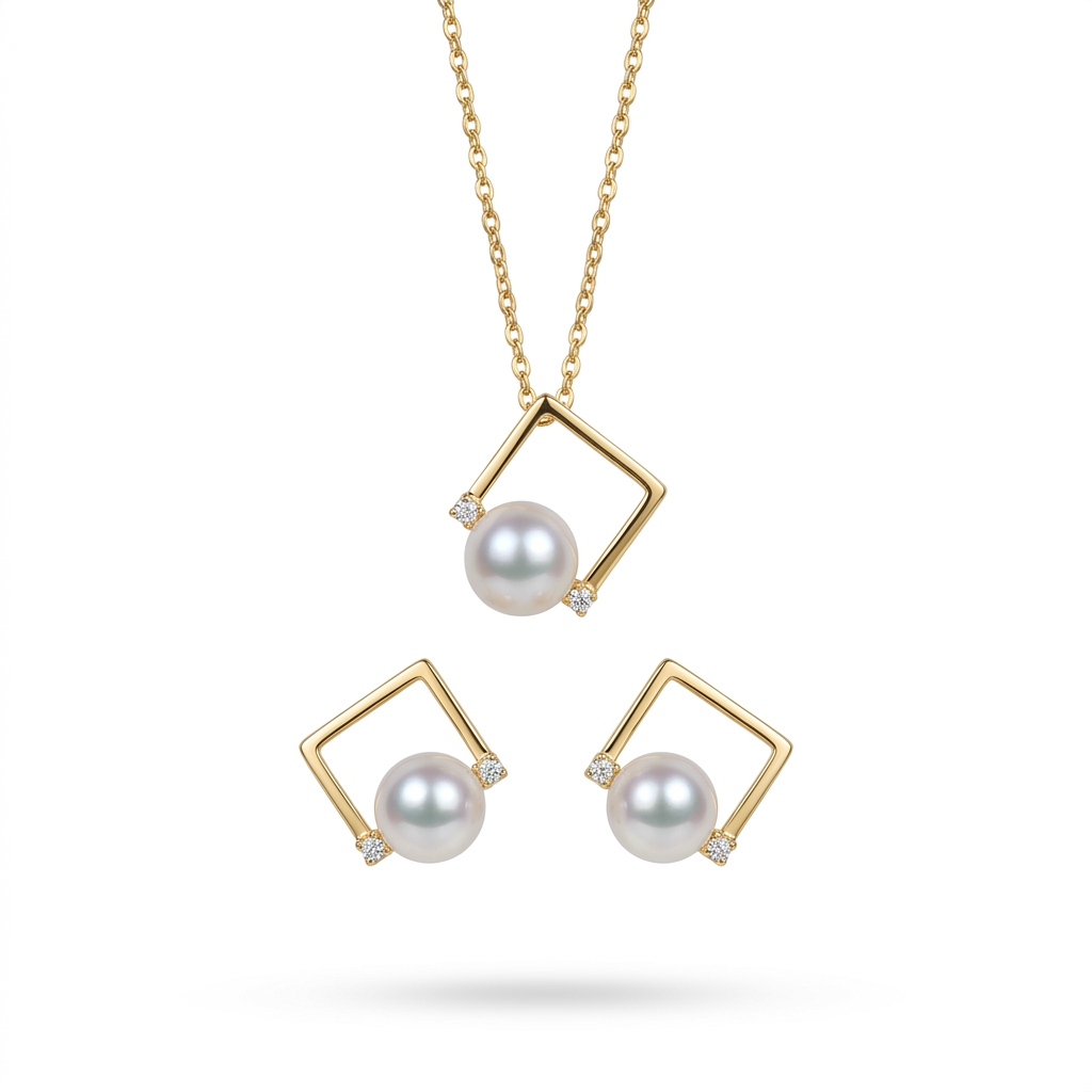Elegant Pearl & CZ Gold-Tone Jewellery Set