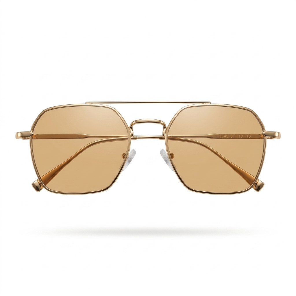 Stylish Gold Hexagonal Sunglasses | UV Protection
