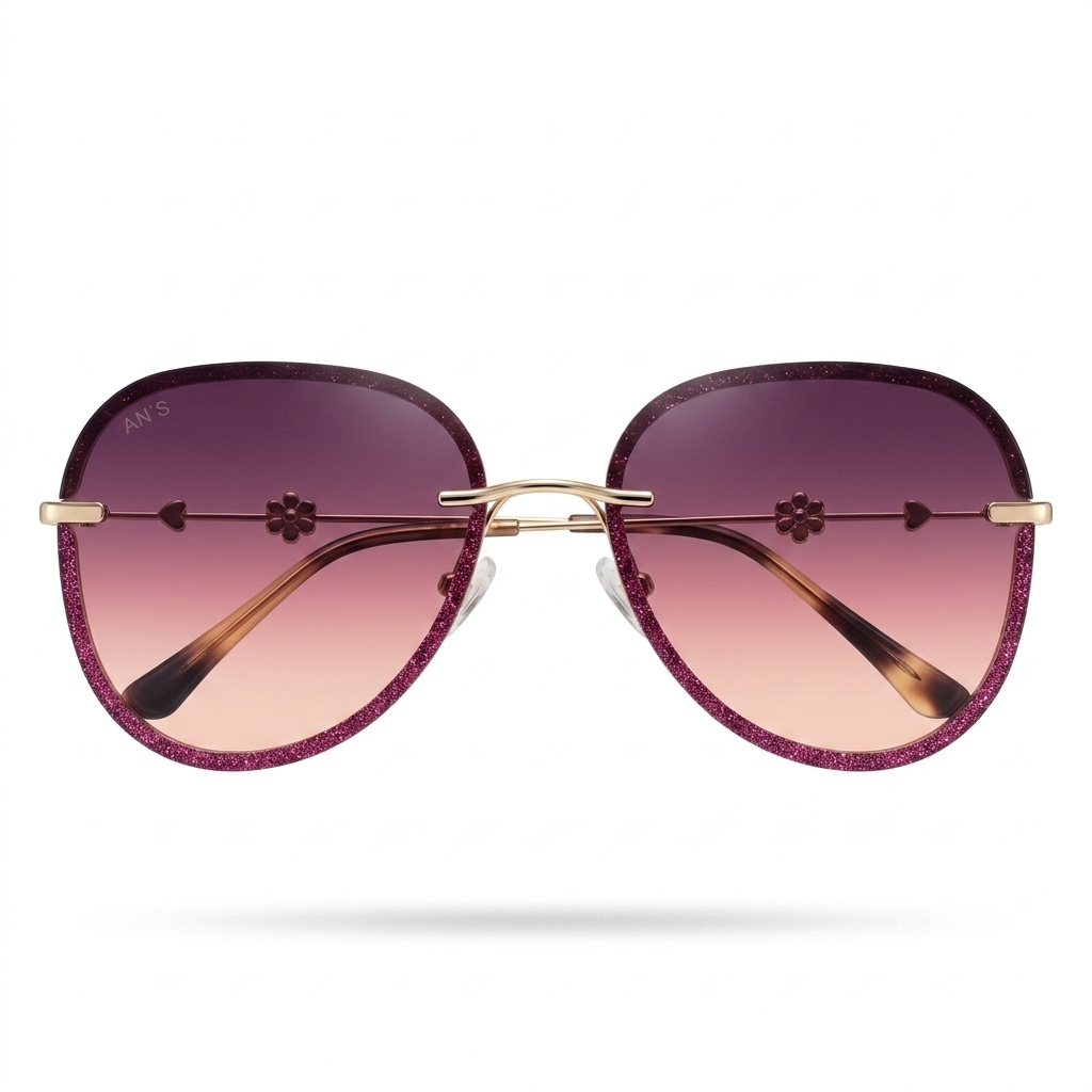 Glitter Gradient Aviator Sunglasses for Women