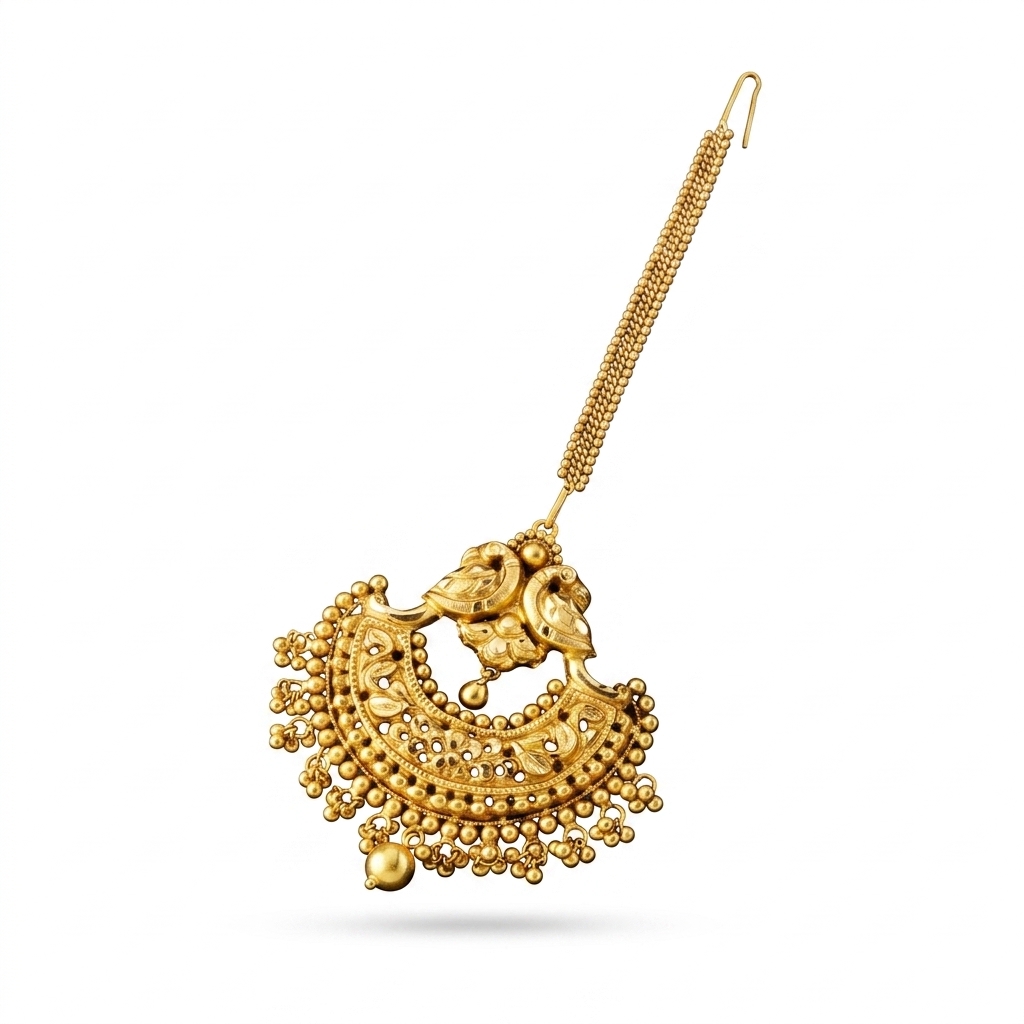 Traditional Gold Plated Peacock Maang Tikka for Women
