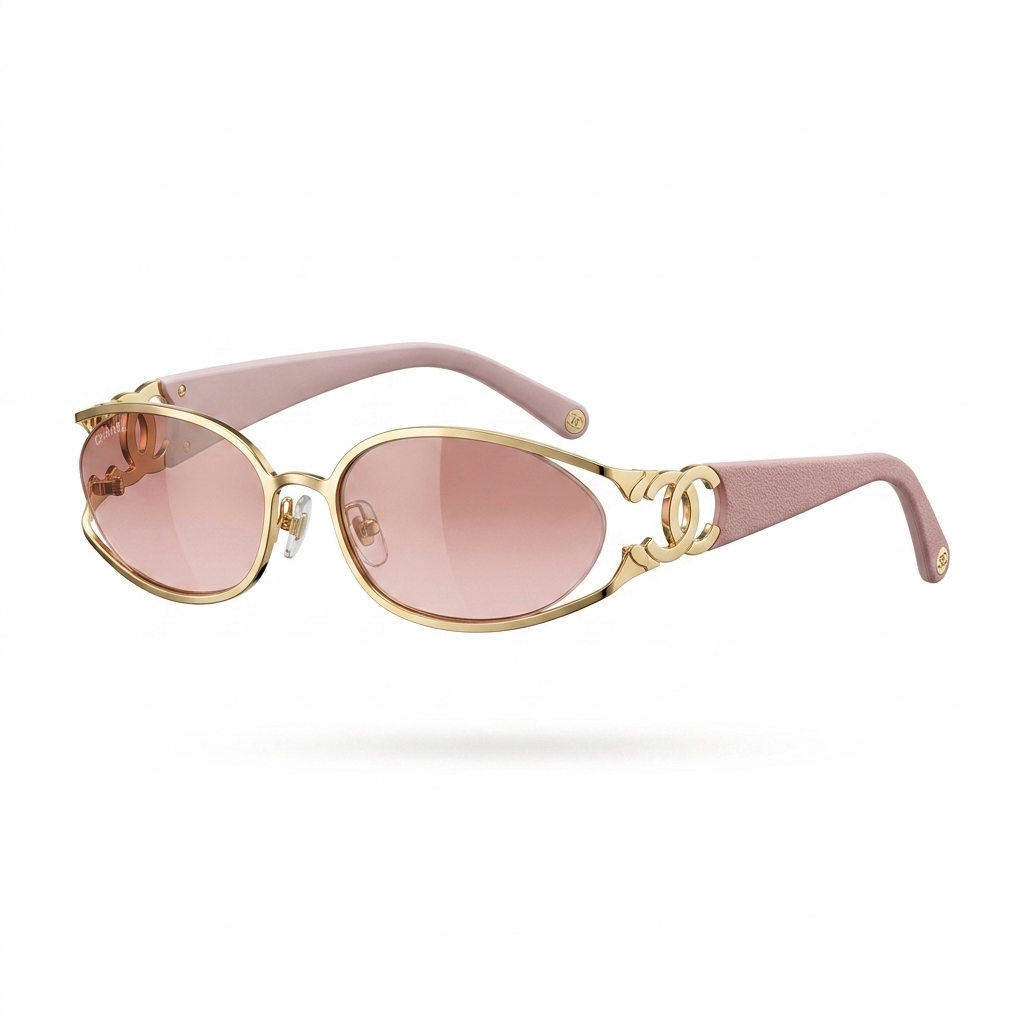 Women's Fashion Oval Cat Eye Gold Frame Sunglasses
