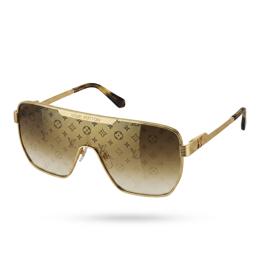 Gold Monogram Shield Sunglasses