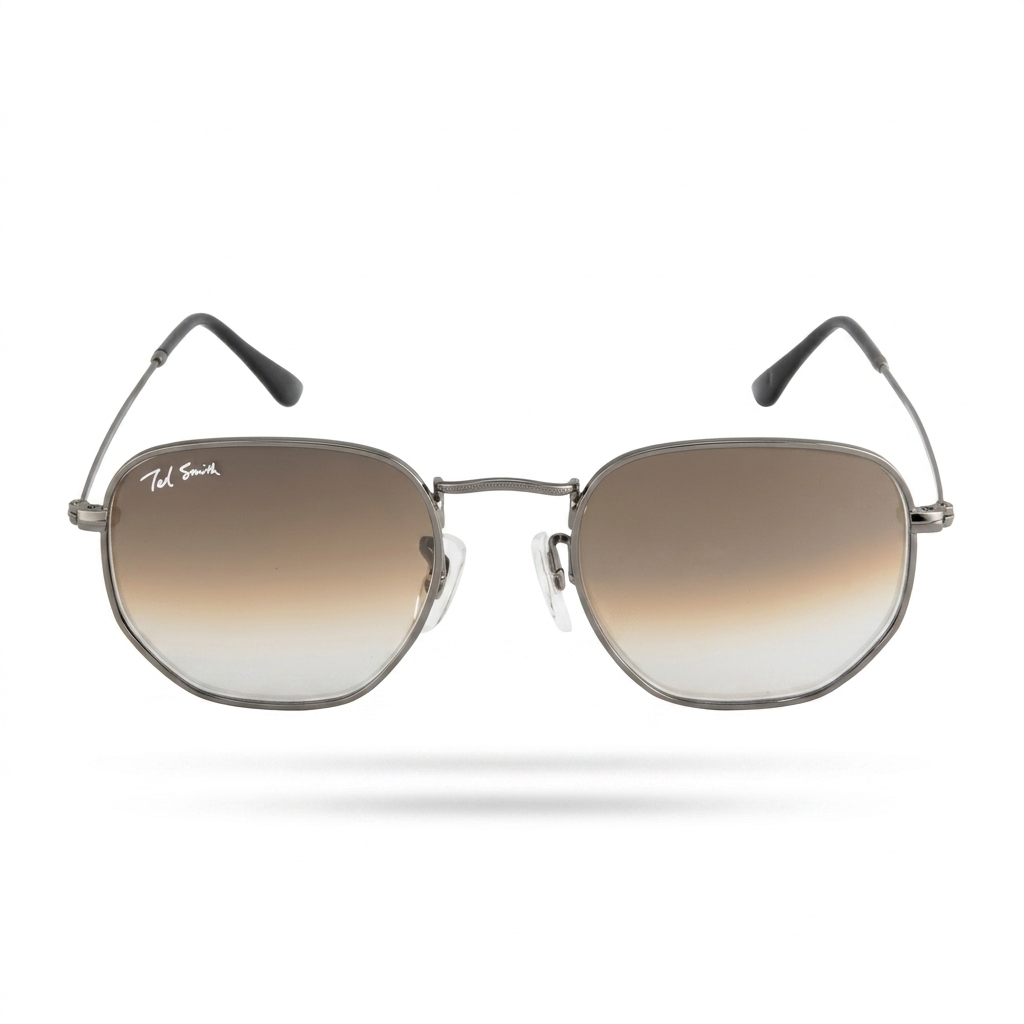 Ted Smith Hexagonal Sunglasses | Brown Gradient