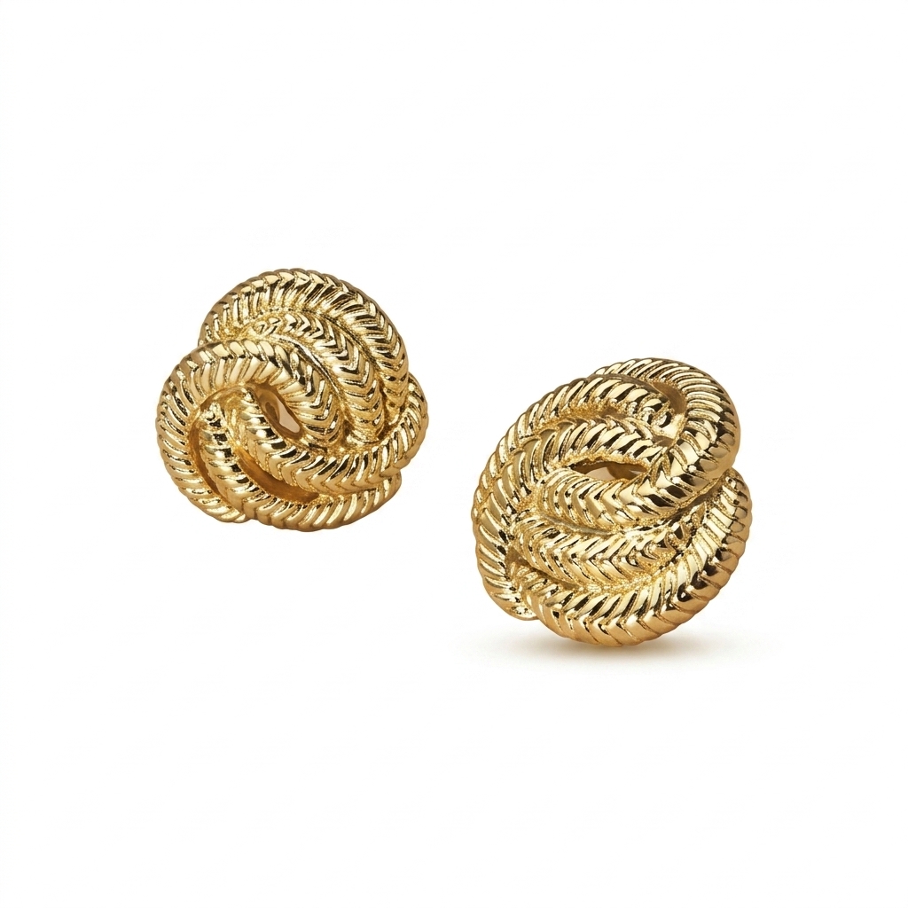 Stylish Gold Plated Knot Stud Earrings for Women