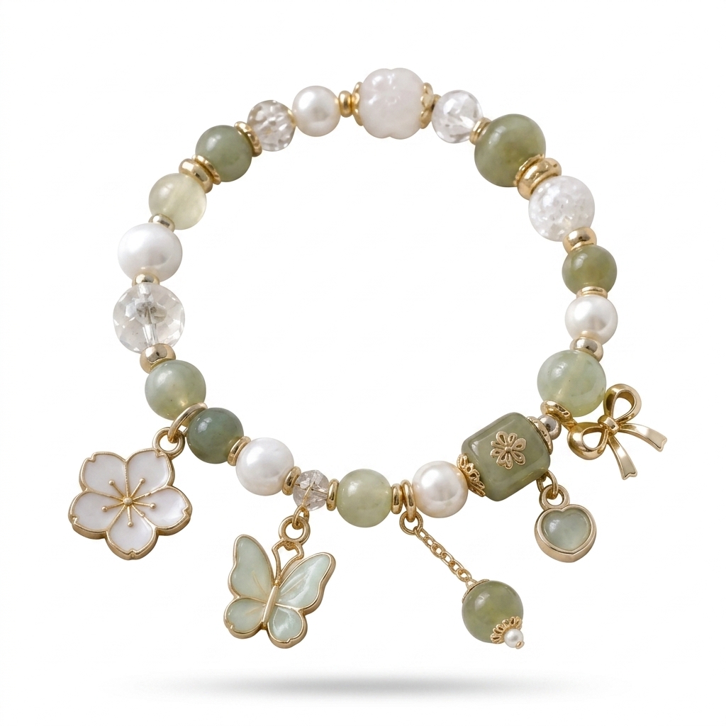 Trendy Faux Pearl & Stone Charm Bracelet for Women