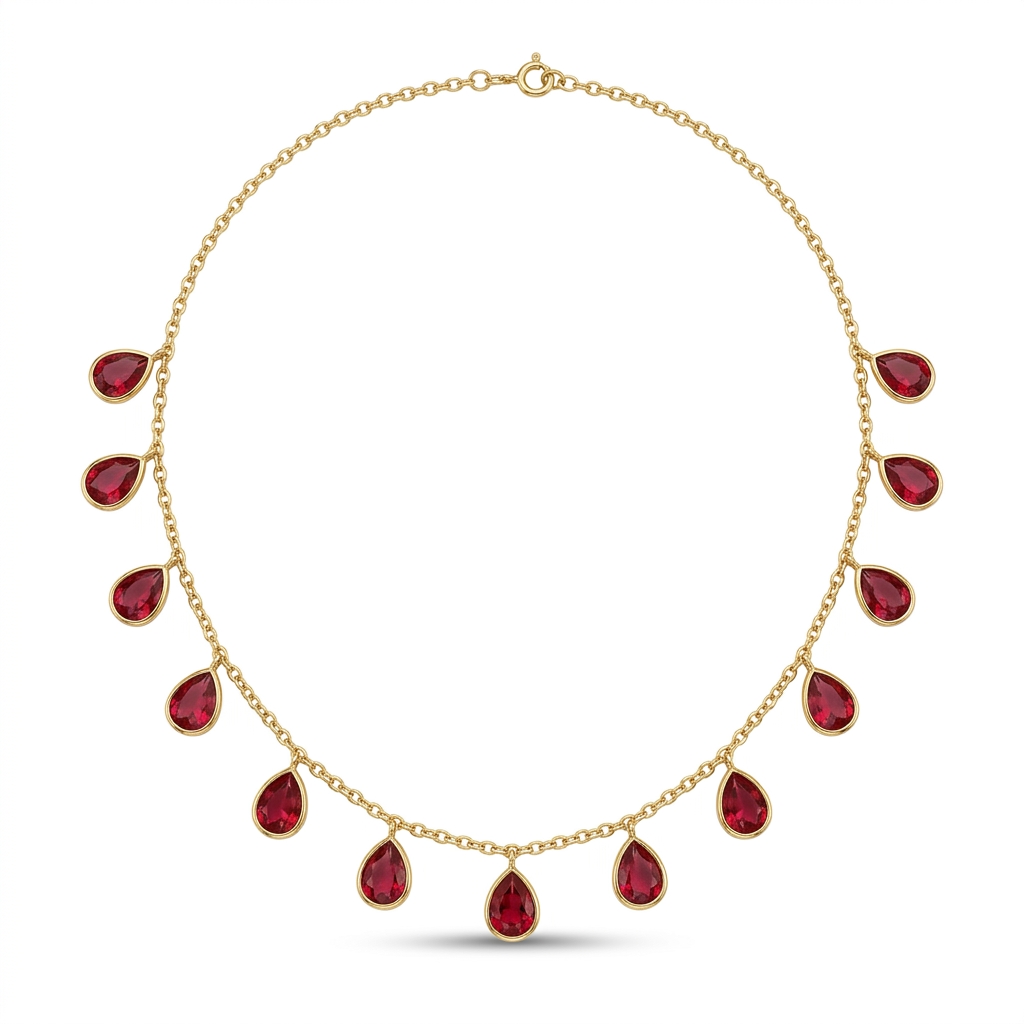 Elegant Ruby Gold Plated Drop Necklace for Women