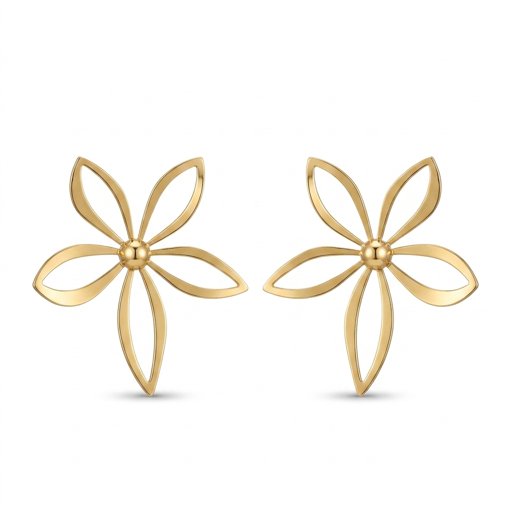Gold Flower Earrings | Fashion Jewellery