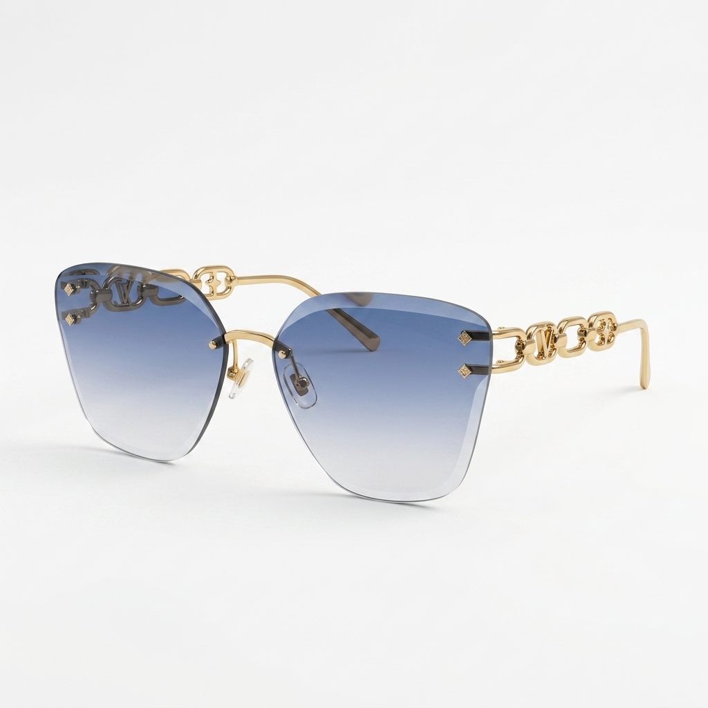 Stylish Rimless Women's Blue Gradient Sunglasses