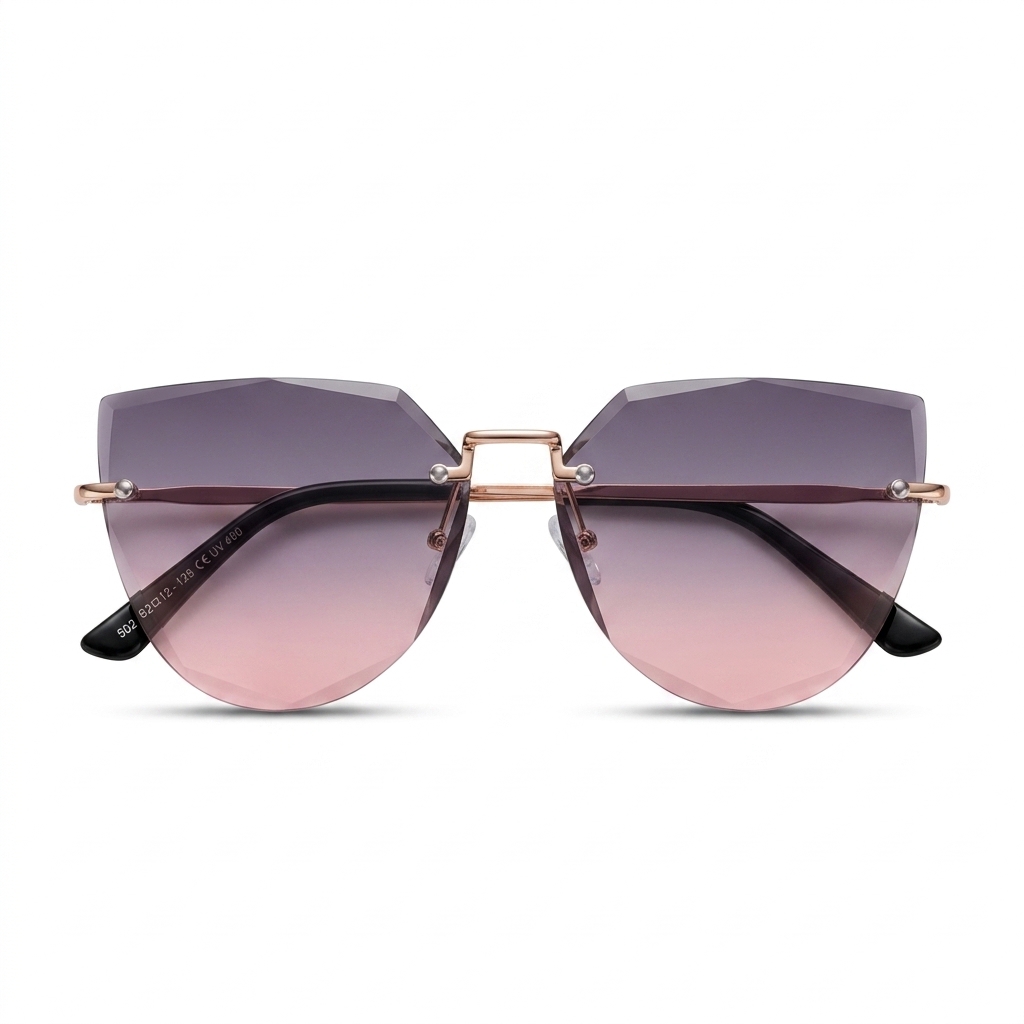 Stylish Rimless Geometric Gradient Sunglasses
