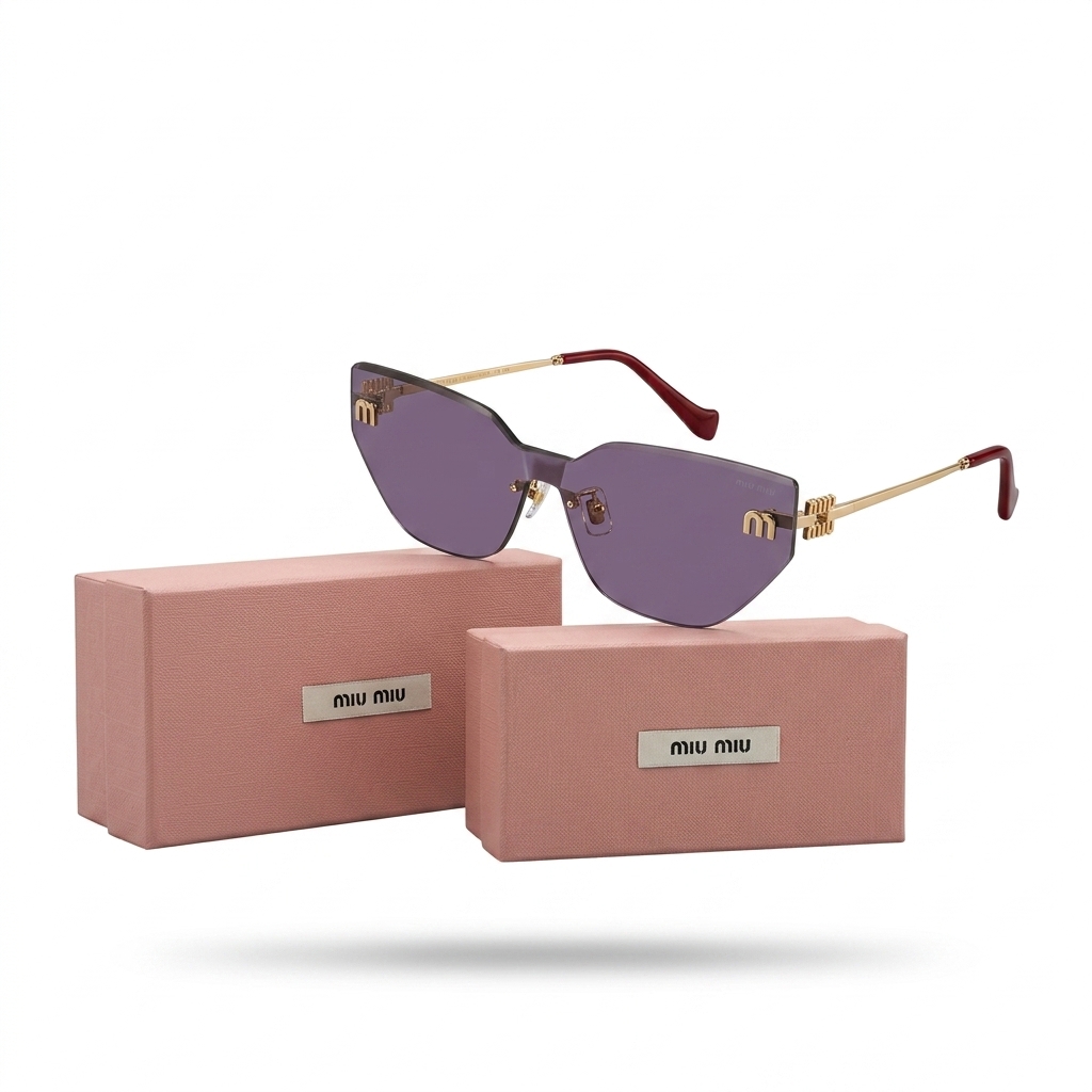 Miu Miu Purple Rimless Cat-Eye Sunglasses