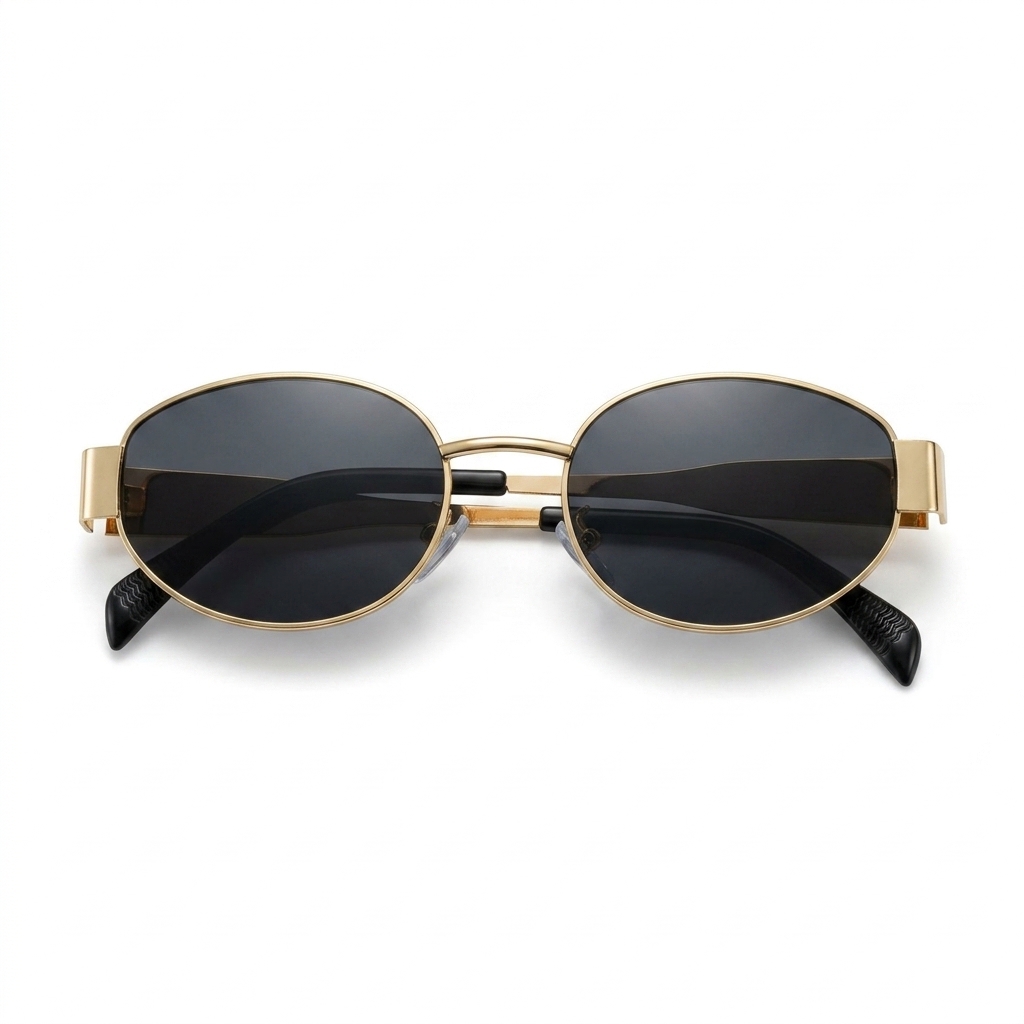 Oval Gold Frame UV Sunglasses | Retro Style