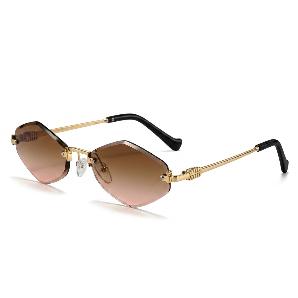 Stylish Rimless Diamond Cut Gradient Sunglasses