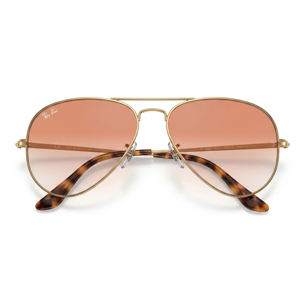 Ray-Ban RB 3089 Gold Aviator Peach Gradient Sunglasses