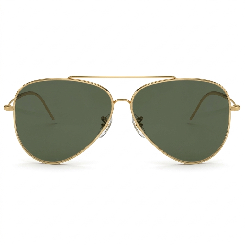 Generic Aviator Sunglasses Gold Frame Green Lens
