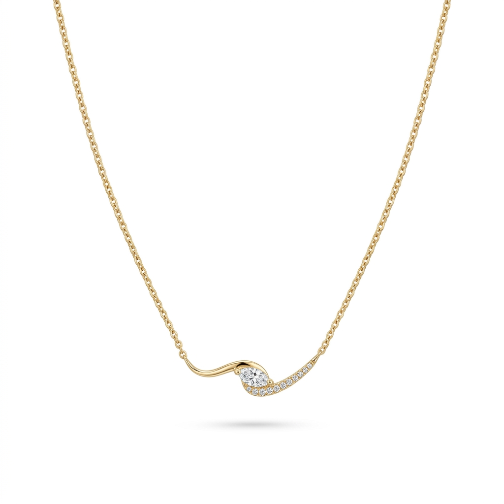 Elegant Wavy CZ Necklace for Women