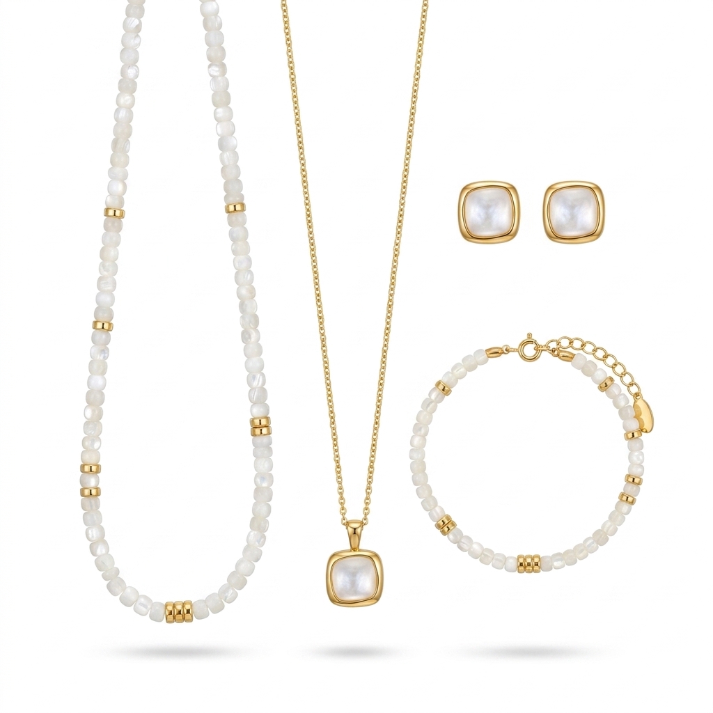 Elegant Faux Pearl Gold Toned Jewellery Set for Women