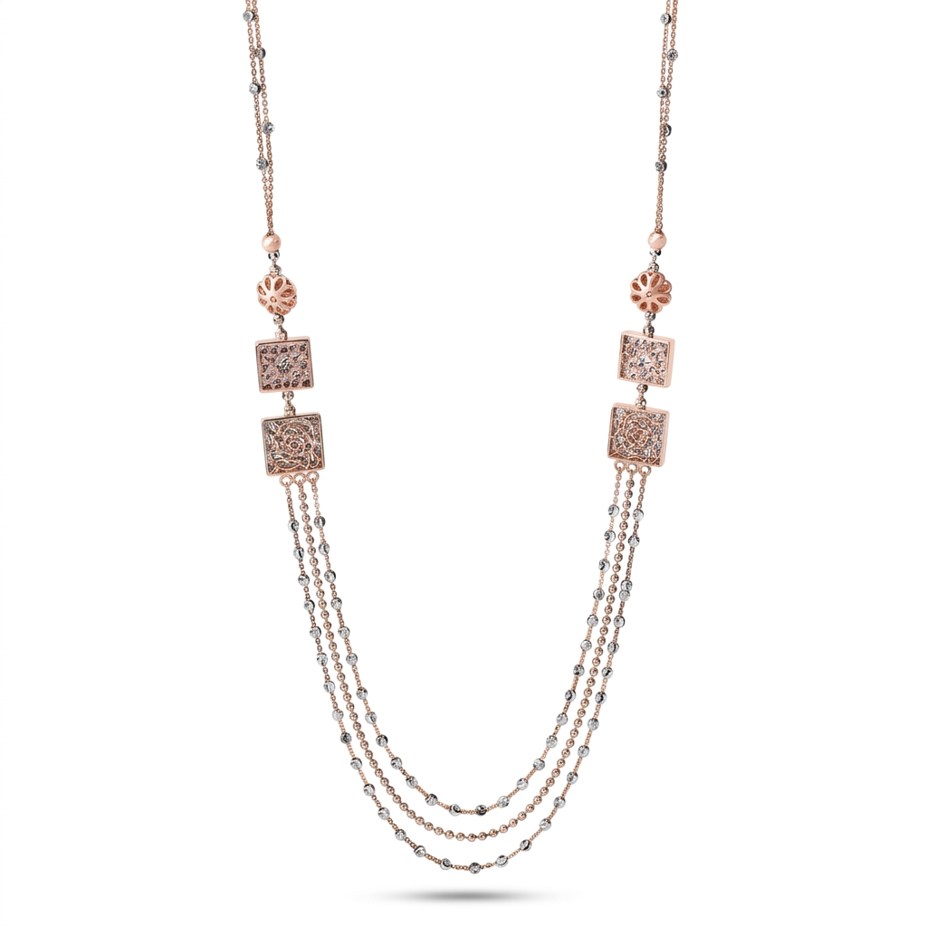 Layered Rose Gold Toned Necklace for Women