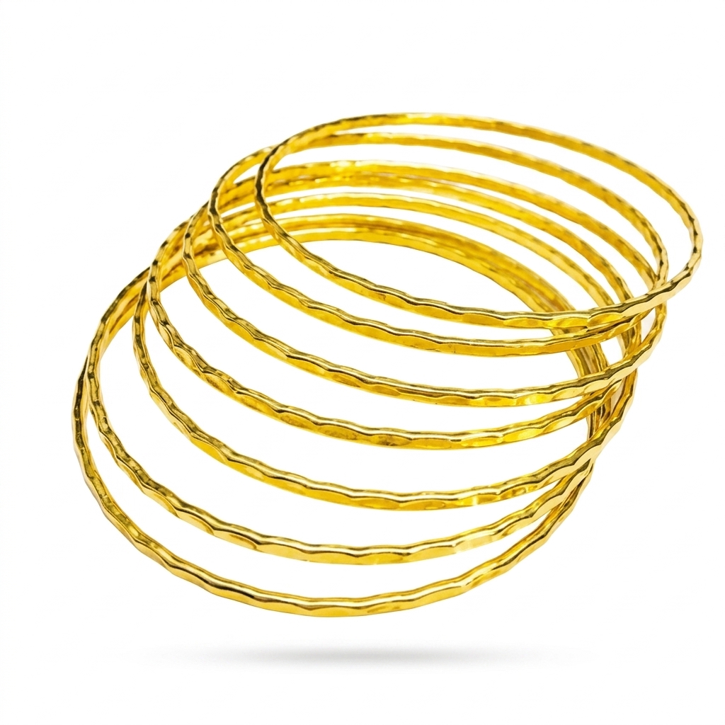 Textured Gold Bangle Set for Women